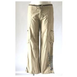 DKNY Active Tan Navy Embroidered Urban Street Pants